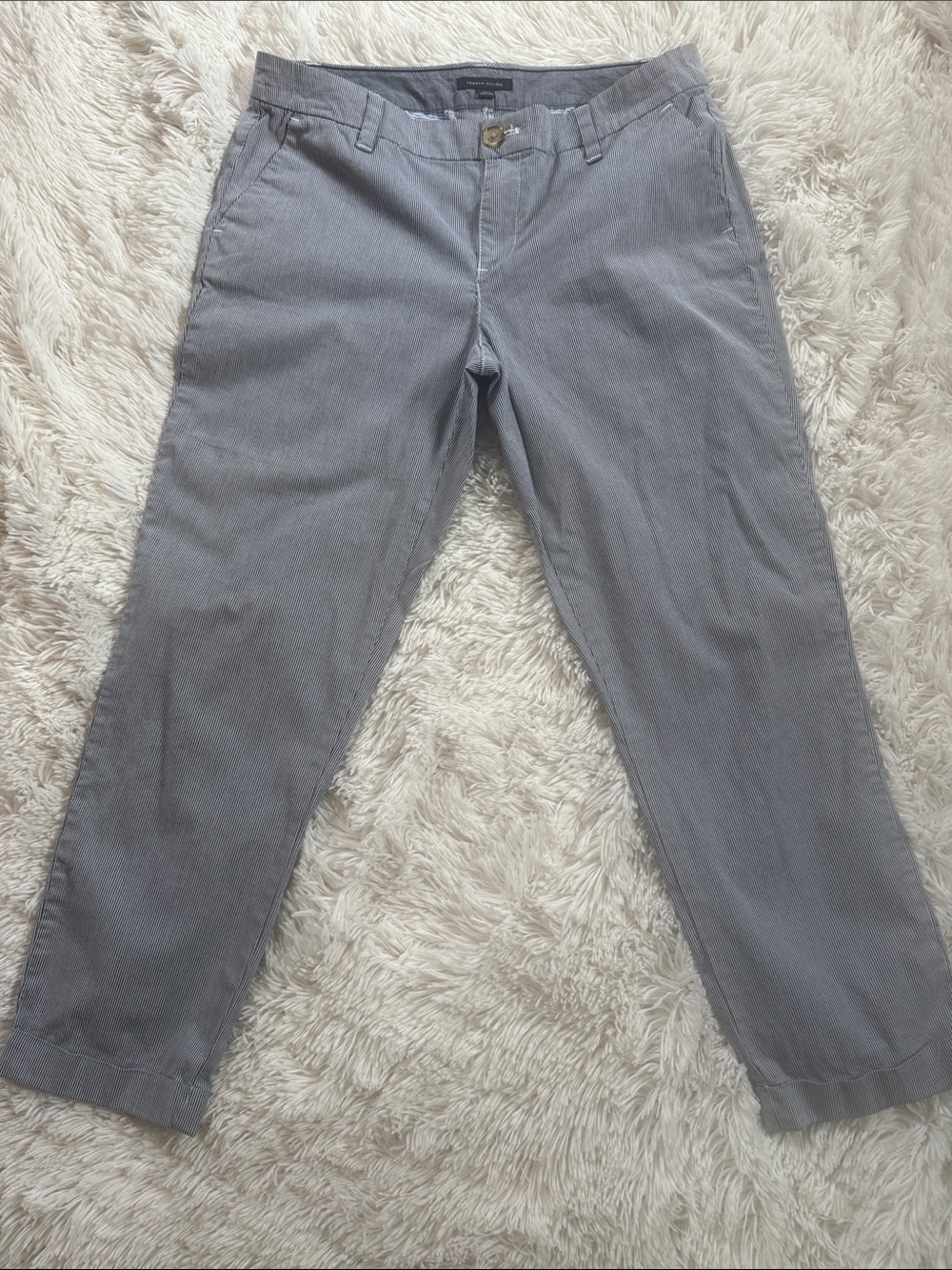 Tommy Hilfiger TH Women’s Hampton Pinstripe Flat Front Chino Pants Cuffed - Picture 2 of 9